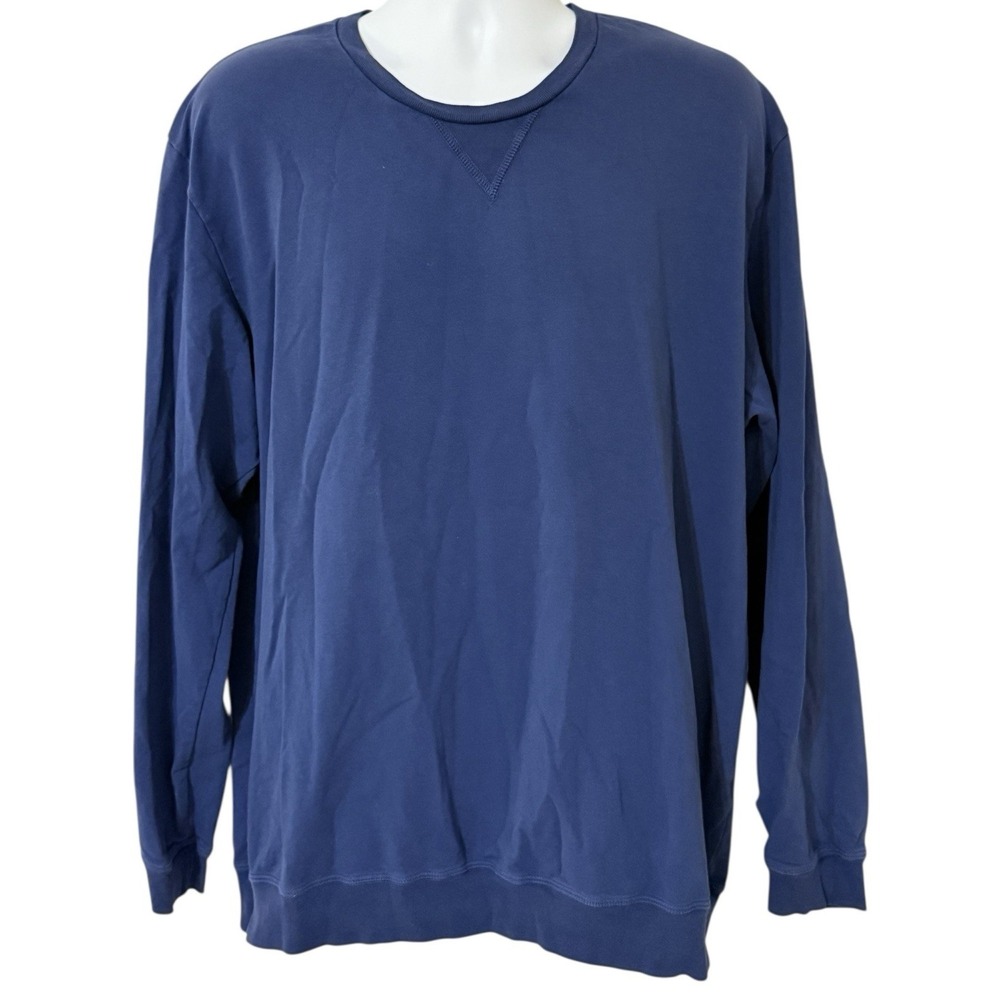 Goodlife Sweater Men's 2XL Blue Crew Neck Long‎ Sleeve Stretch Made In USA